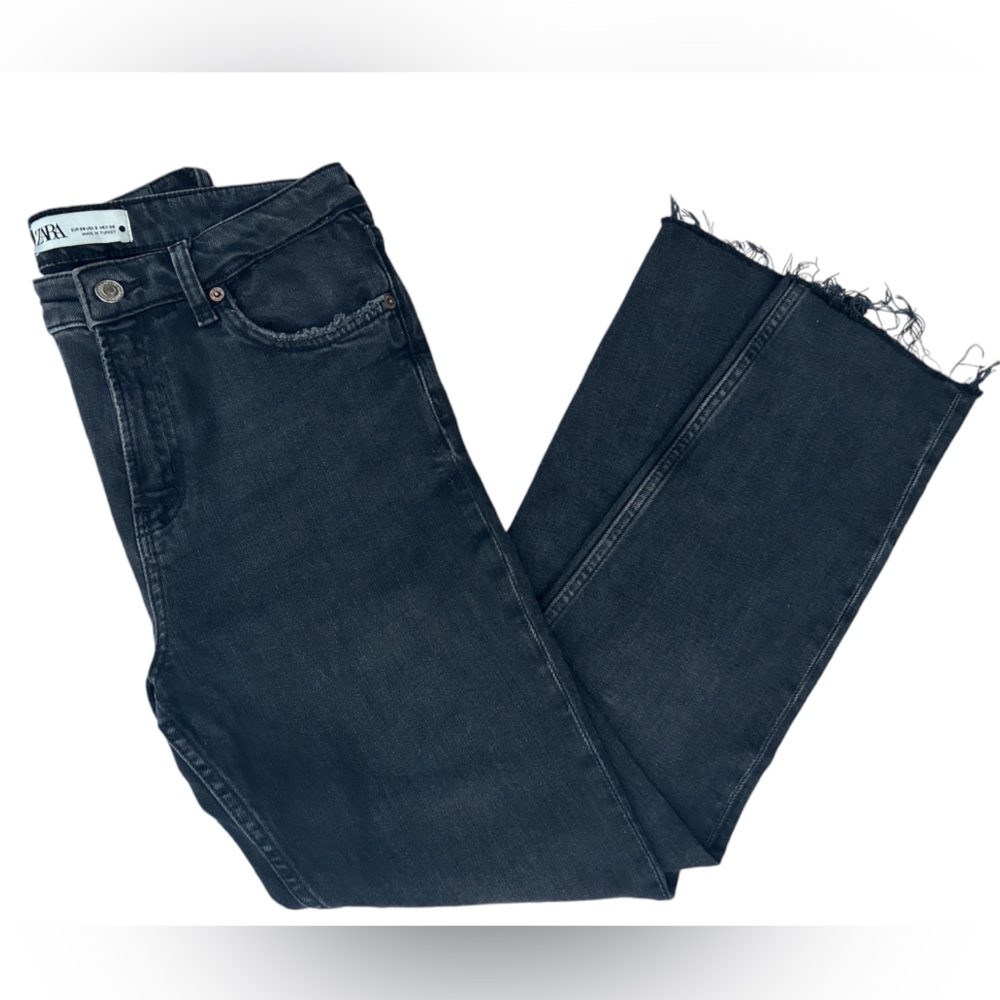 ZARA Women’s Black Denim High Waist Slim Straight Jeans Size:6